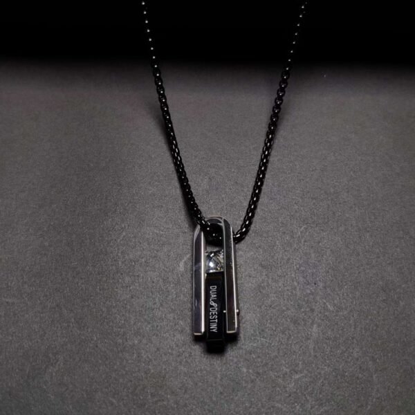 Love Couple Silver Plated White CZ-Studded Stainless Steel Pendant - Image 3