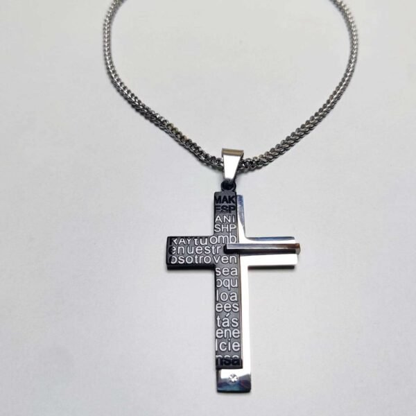 CROSS STAINLESS STEEL WITH BLACK WORK PENDANT NECKLACE - Image 3