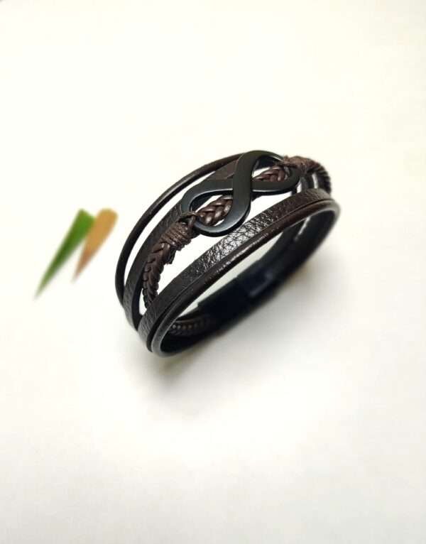 Infinity Multi Layer Synthetic Leather Brown Bracelet- For Men & Women - Image 2