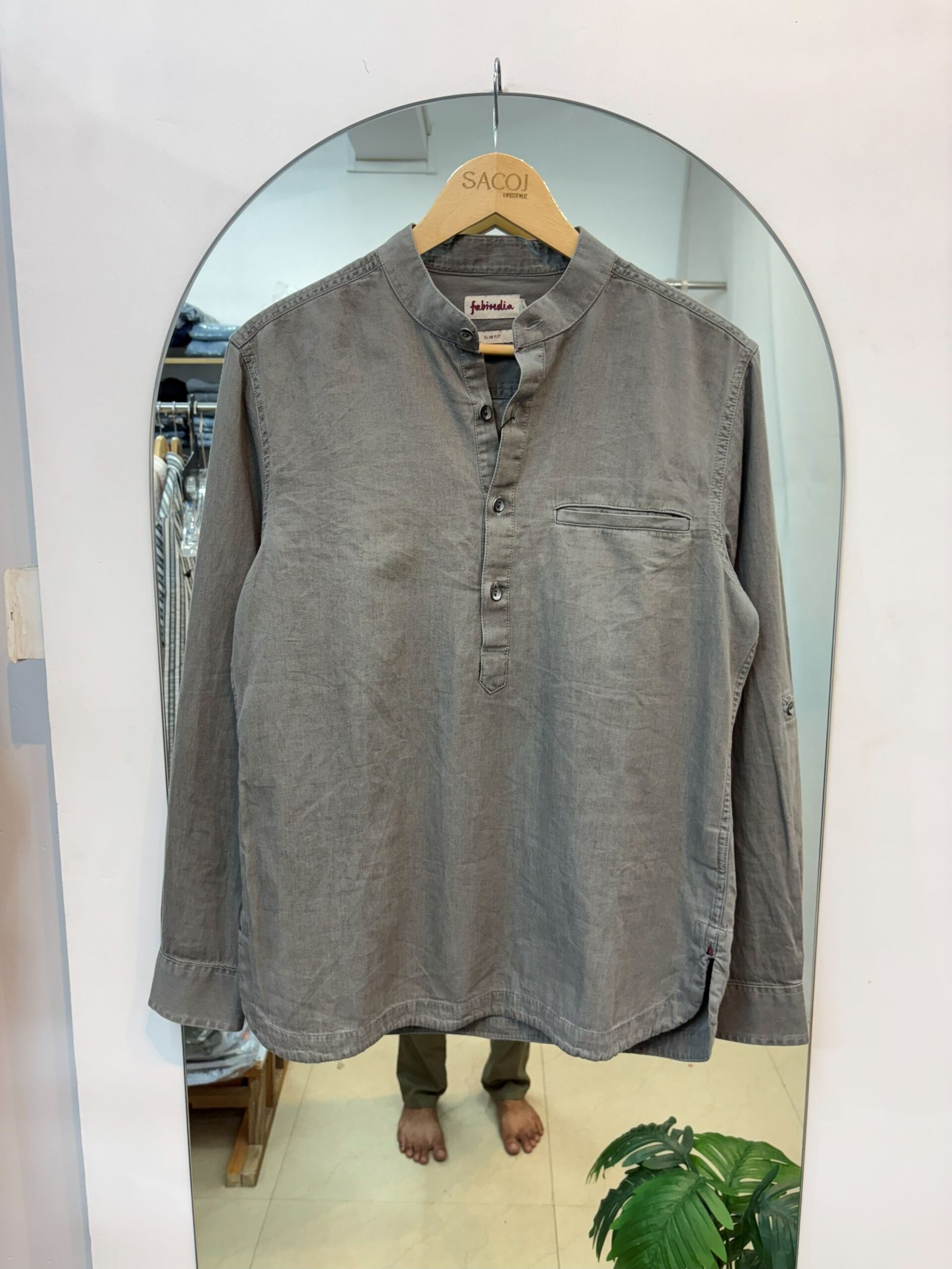 Denim short kurta - grey