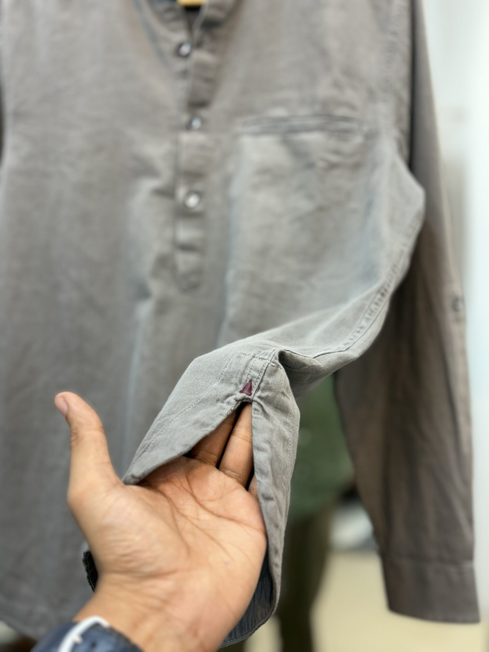 Denim Short Kurta In Grey - Image 3