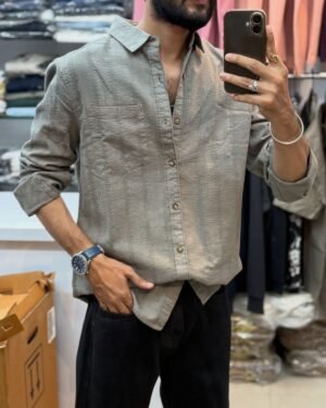 Self textured olive shirt