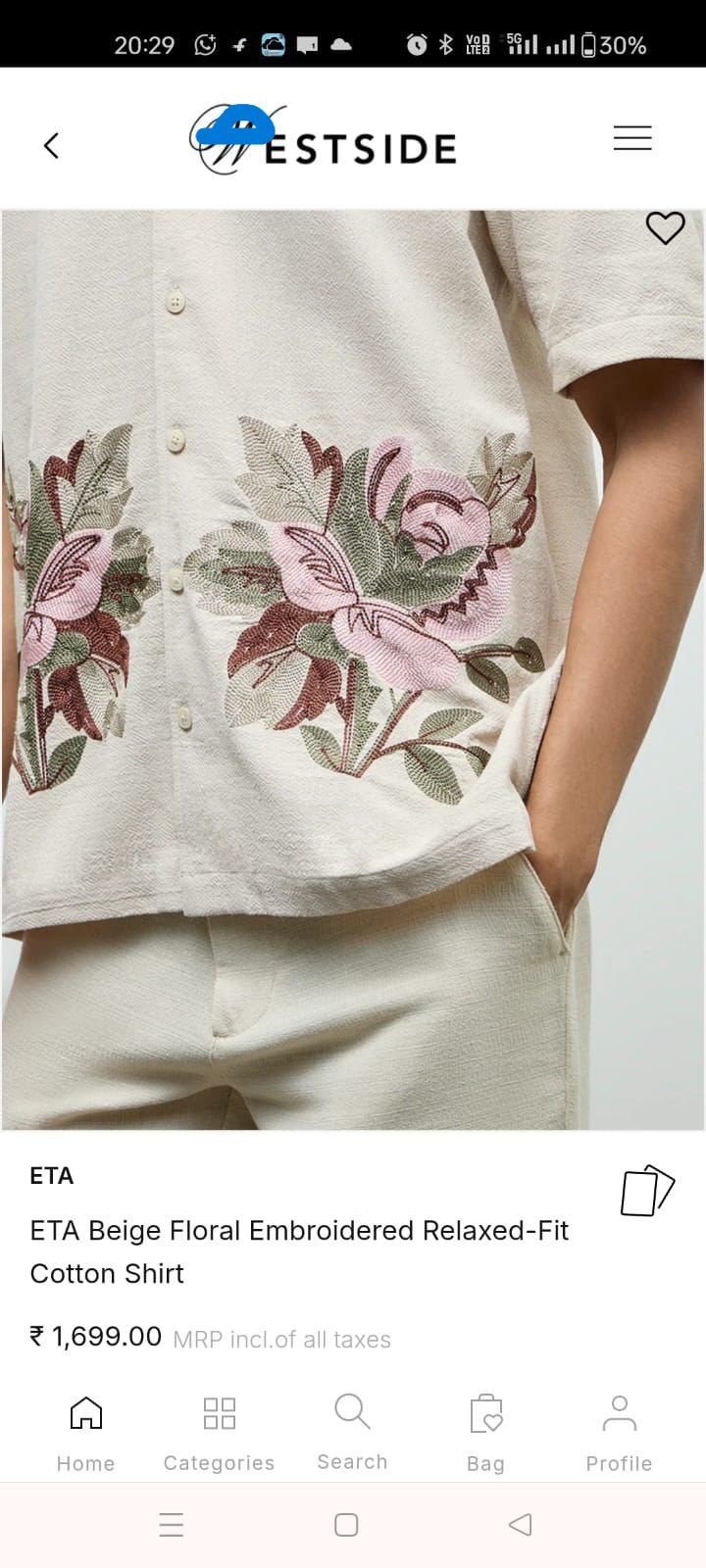 Relaxed Embroidered Beige Shirt - Image 3