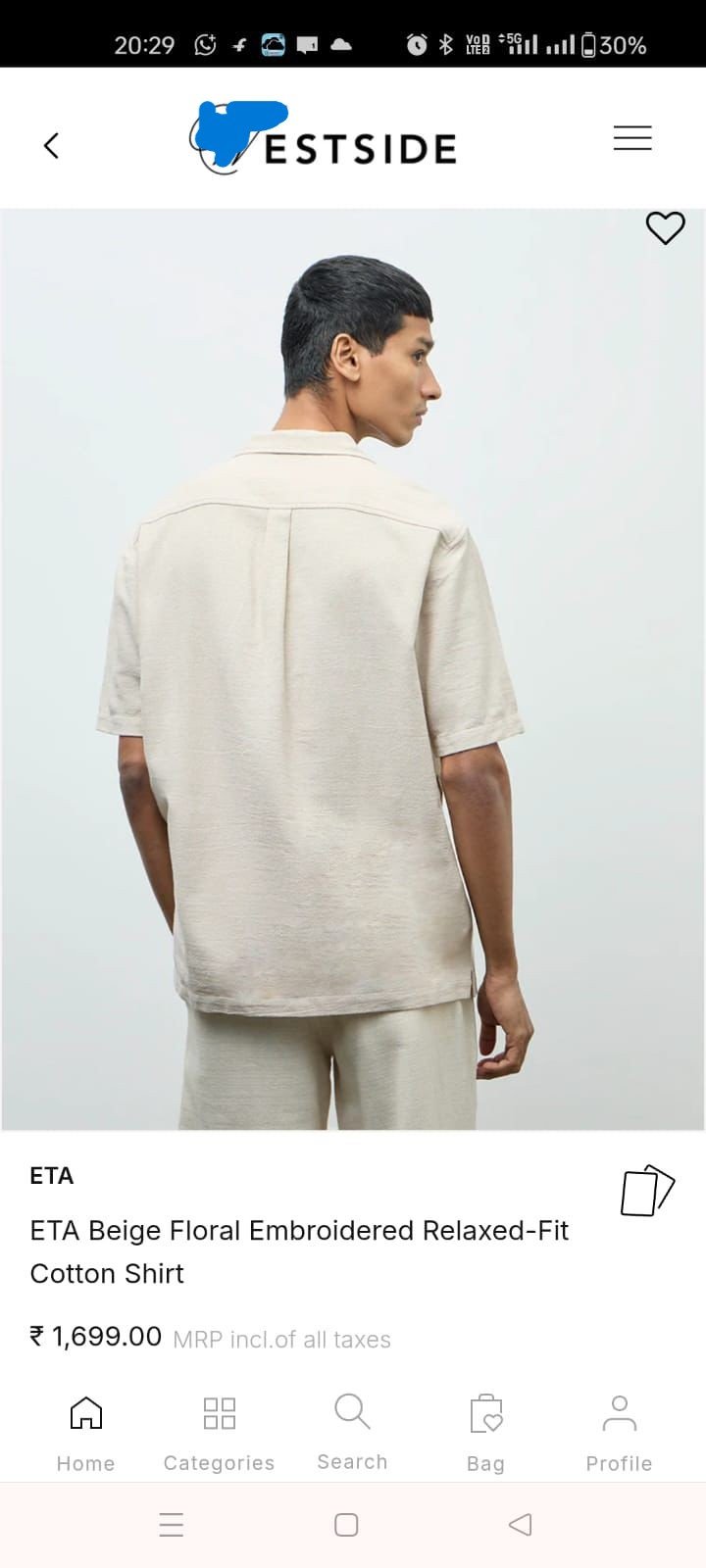 Relaxed Embroidered Beige Shirt - Image 7