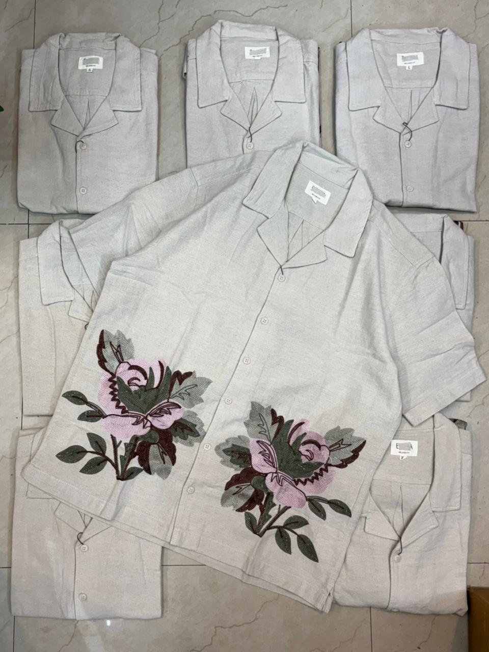 Relaxed Embroidered Beige Shirt - Image 2