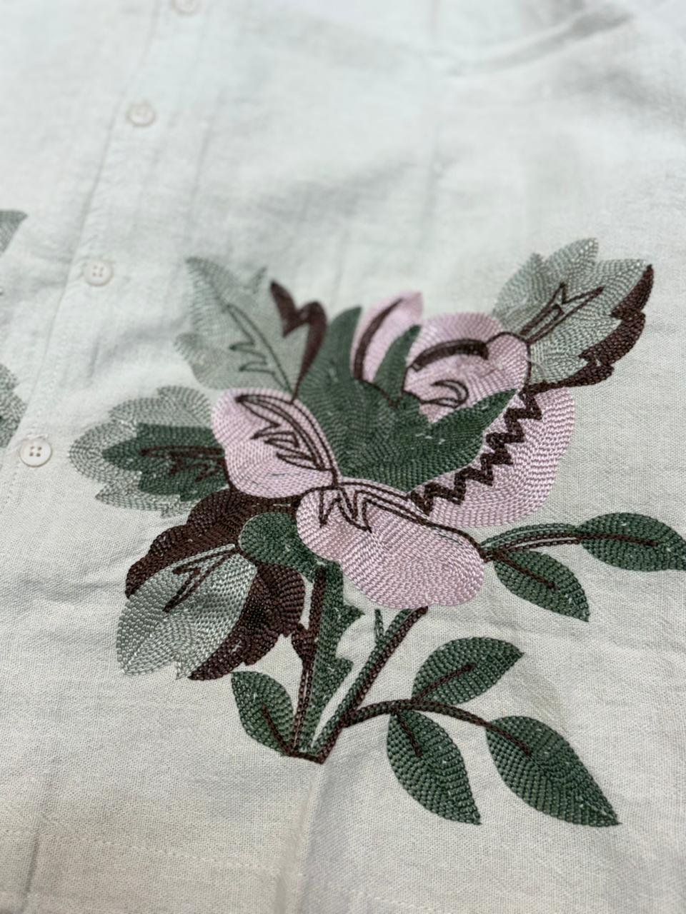 Relaxed Embroidered Beige Shirt - Image 5